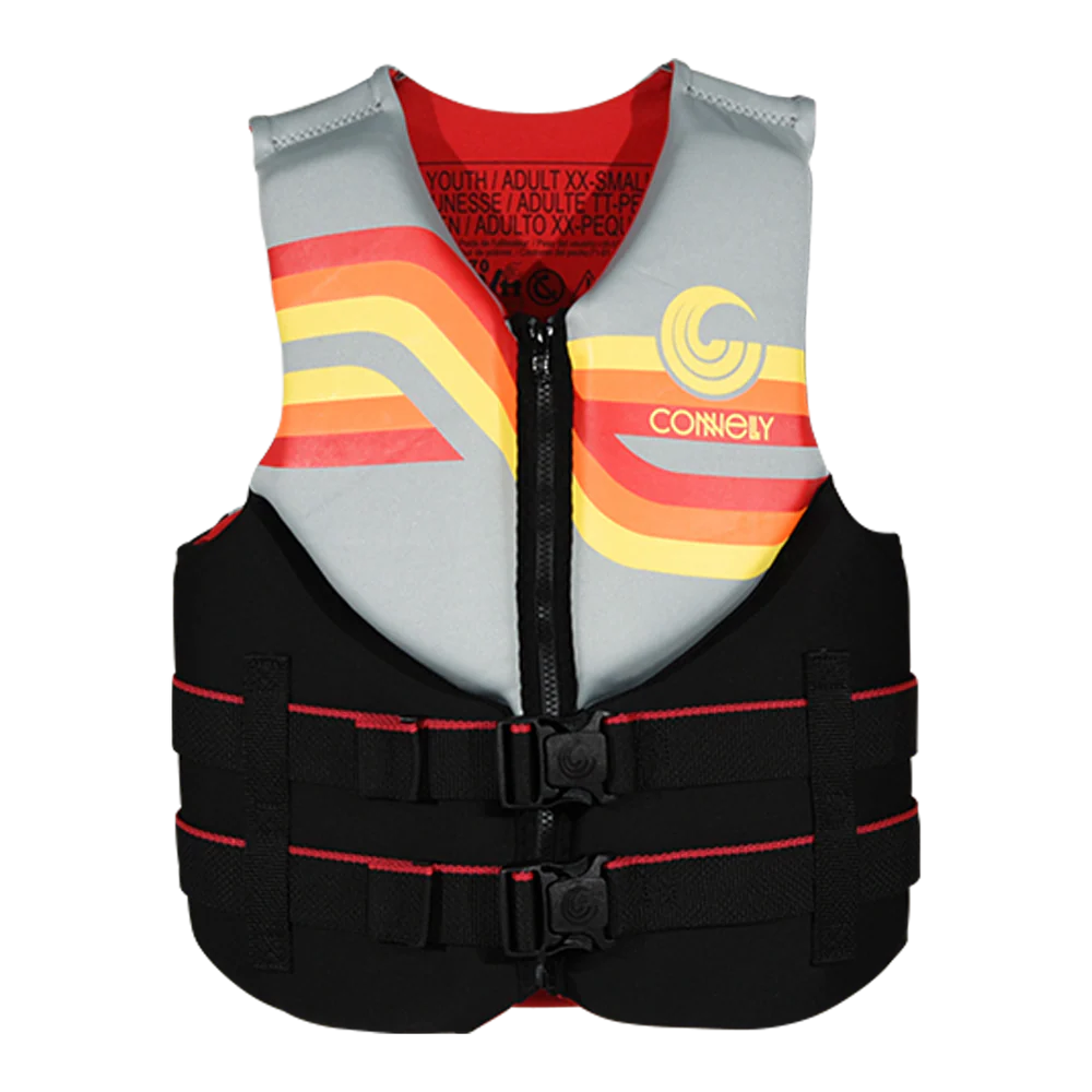 Life vest with colorful design on a white background