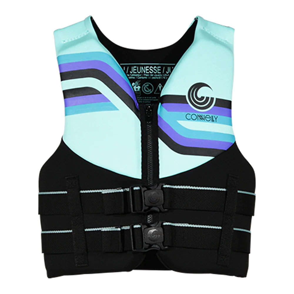 Life vest with colorful design on a white background