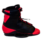 Black and red water sports boot with laces and sturdy sole for wakeboarding or water skiing