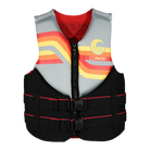 Life vest with colorful design on a white background