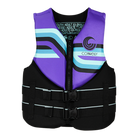 Purple and black life vest with Connelly branding on a white background