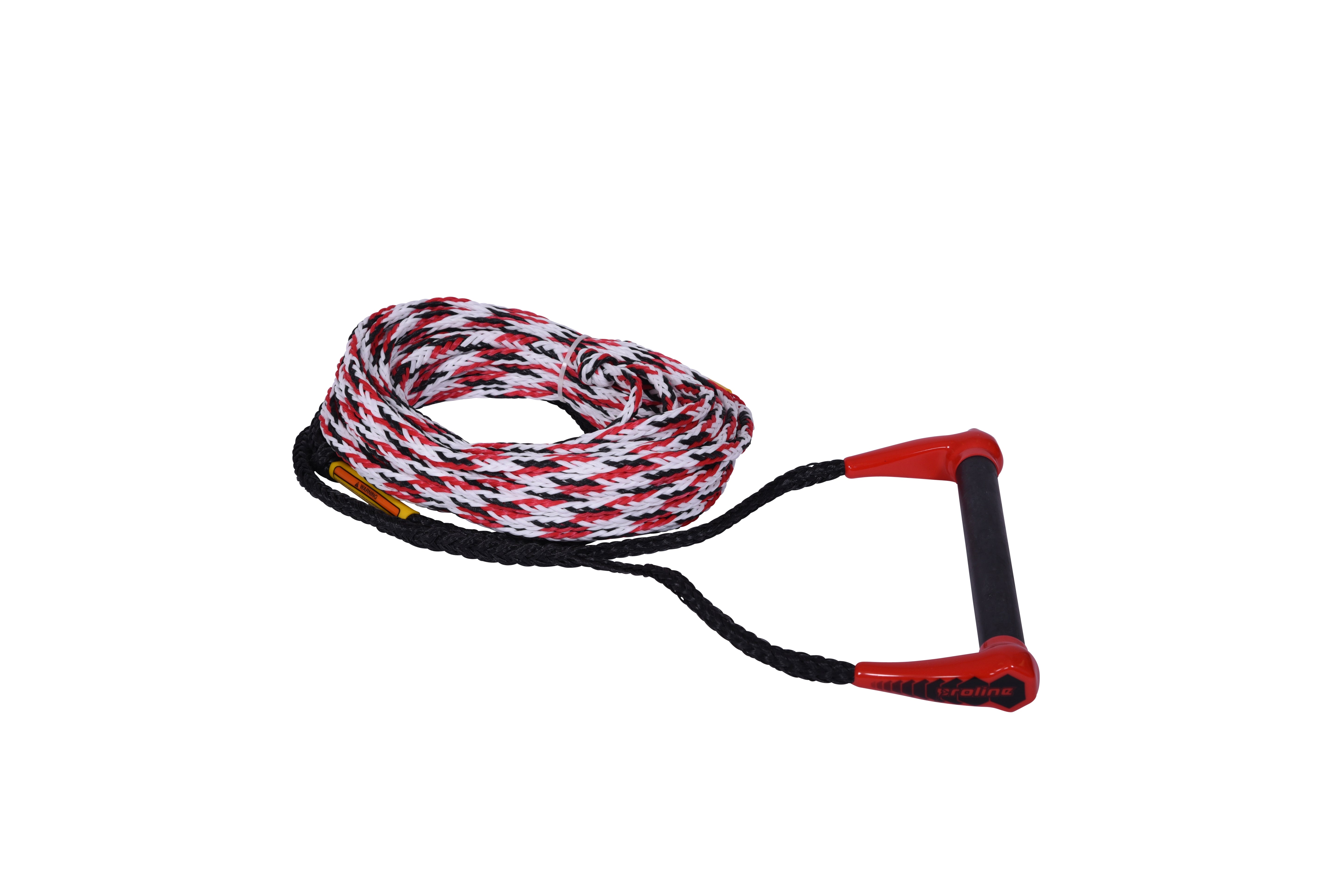 Watersports rope with red and black handles on a white background