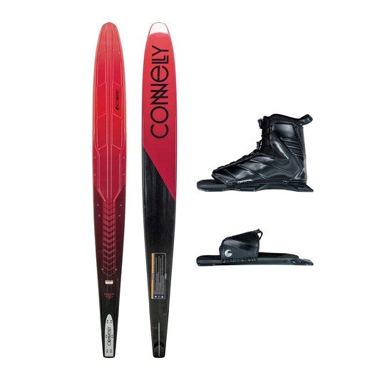 Connelly Concept water ski with closed cell polyurethane resin core, X.C.A.P.T. shaping, performance glass flex, and polished speed base with double tunnel for smoother turns.